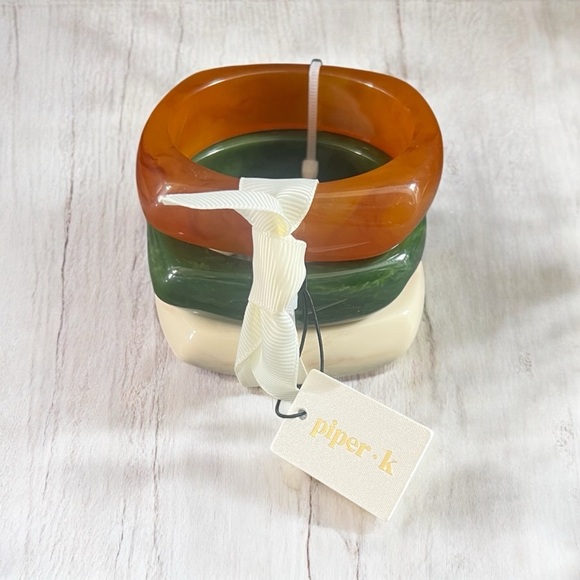 Piper K Accessories - PIPER-K SET OF 3 BANGLES-Marbleized Chunky Bangle Bracelets